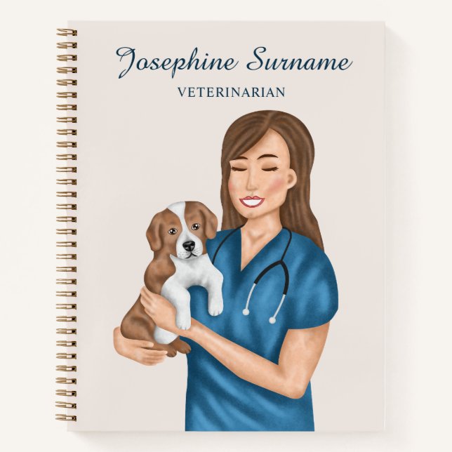 Carnet Vétérinaire femme médecin vétérinaire DVM avec chi (Devant)