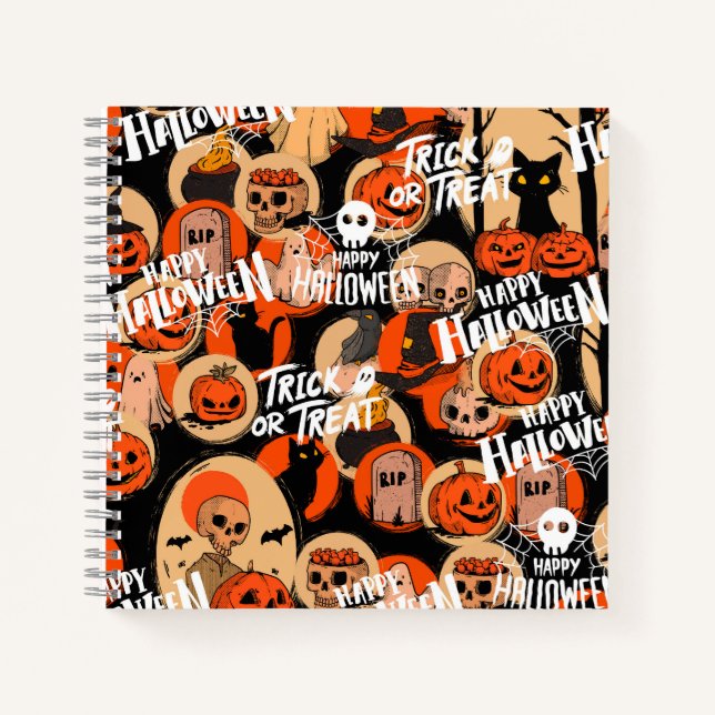 Carnet Vibes Éffrayantes d'Halloween mignonnes et effraya (Devant)
