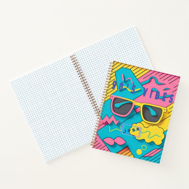 Carnet Vibes Retro rose et bleu des années 90 Personnalis (Intérieur)