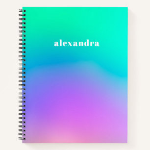 Carnet Vibrant vert violet Abstrait Unicorne dégradant