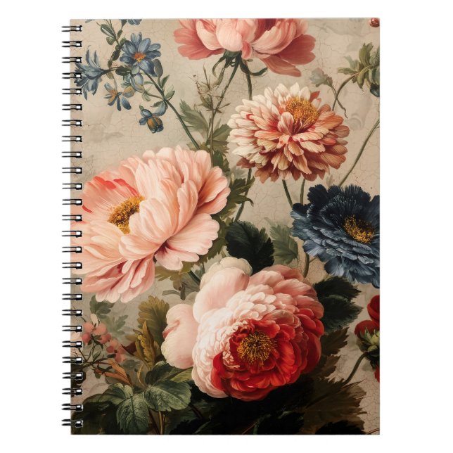 Carnet Vibrant Vintage Floral Arrangement (Devant)