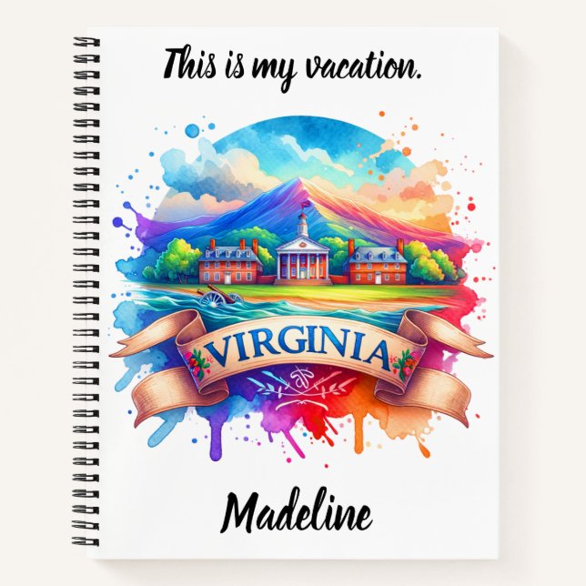 Carnet Vibrant Virginie avec des sites historiques (Devant)