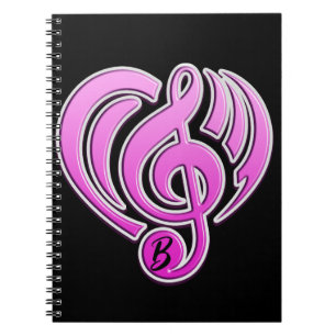 Carnet Vibrations Amour musical Coeur rose Note DJ