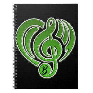 Carnet Vibrations Amour Musical Coeur Vert Musique Note D