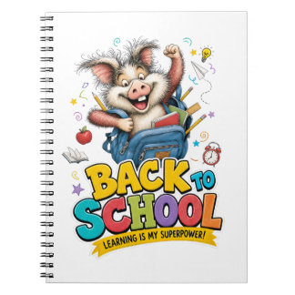 Carnet Vibrations de superpuissance de petit cochon drôle