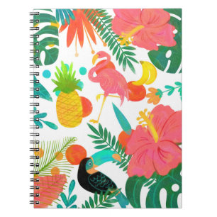 Carnet Vibrations Tropicales Feuilles Florales Été Luau