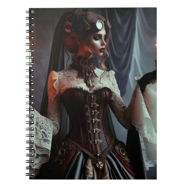 Carnet Victorian Gothic Steampunk Élégante dame (Devant)