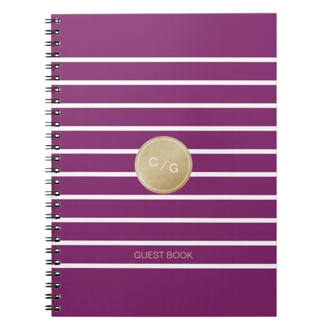 Carnet Viennoiserie rayures violettes mariage moderne mon (Devant)