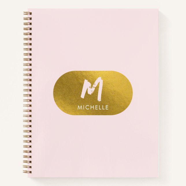Carnet Vierge rose or Chic féminin Monogramme initial (Devant)
