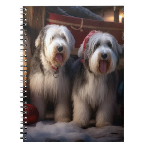 Carnet Vieux chien de berger anglais décoration de Noël d