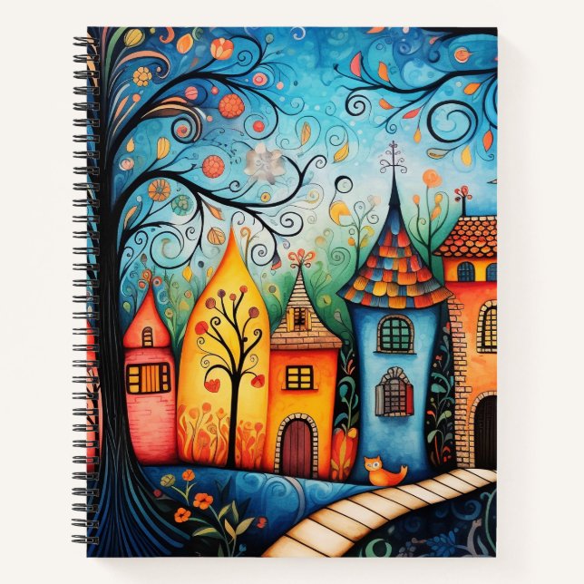 Carnet Village d'aquarelle couleur Whimsical (Devant)