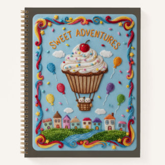 Carnet Village de ballons et de bonbons au cupcake brodé