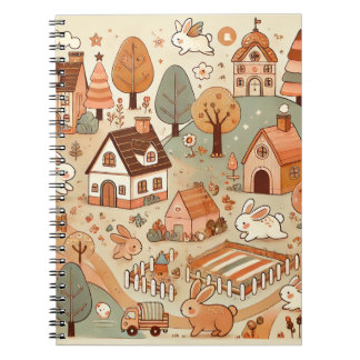 Carnet village de lapin mignon