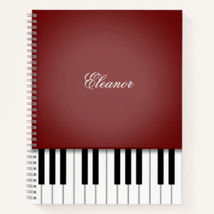 Carnet Vin foncé Rouge Piano Musique Clavier Personnalisé