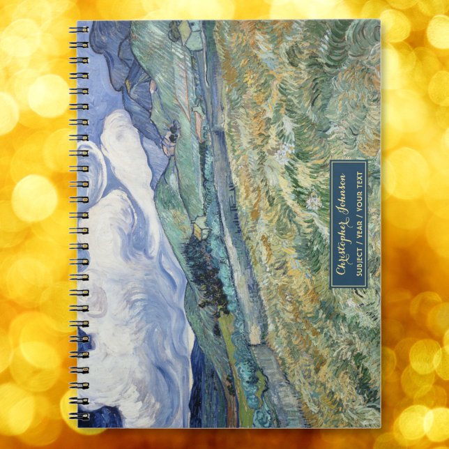 Carnet Vincent Van Gogh Art du Paysage Monogrammé Or (Vincent Van Gogh Landscape Art Gold Monogrammed Notebook)