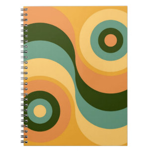Carnet Vintage Abstrait Wavy Colorful Rainbow Carrés