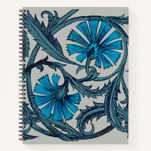 Carnet vintage blue antiflower graphic