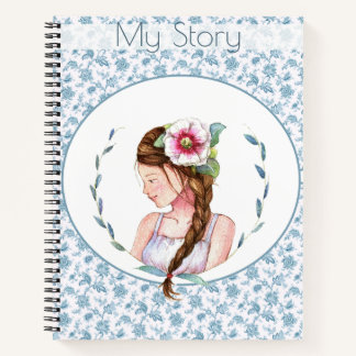 Carnet Vintage Blue Floral Girl
