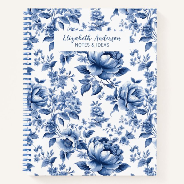 Carnet Vintage Blue Floral Rose Pattern (Devant)