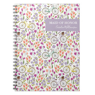 Carnet Vintage Boho Bicyclette Fleurie Demoiselle d'Honne