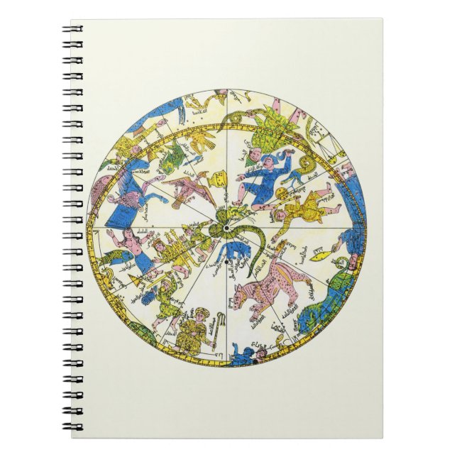 Carnet Vintage céleste, sphère arabe, constellations (Devant)