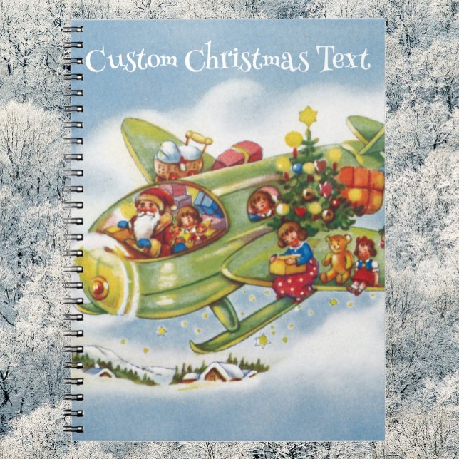 Carnet Vintage Christmas, Père Noël Avion (Créateur téléchargé)