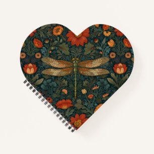 Carnet Vintage dragonfly orange floral vert boho chic