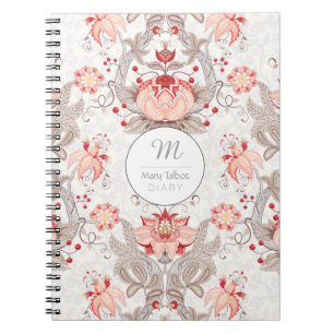 Carnet Vintage Floral Pattern damask Monogram S Notebook