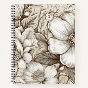 Carnet Vintage Floral Sepia Motif (15)