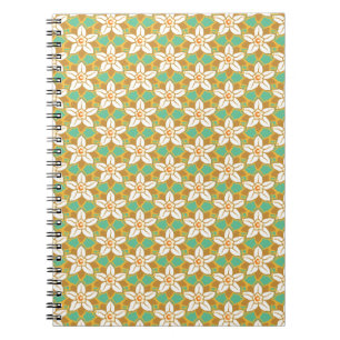 Carnet Vintage Floral vert et jaune motif Jonquil