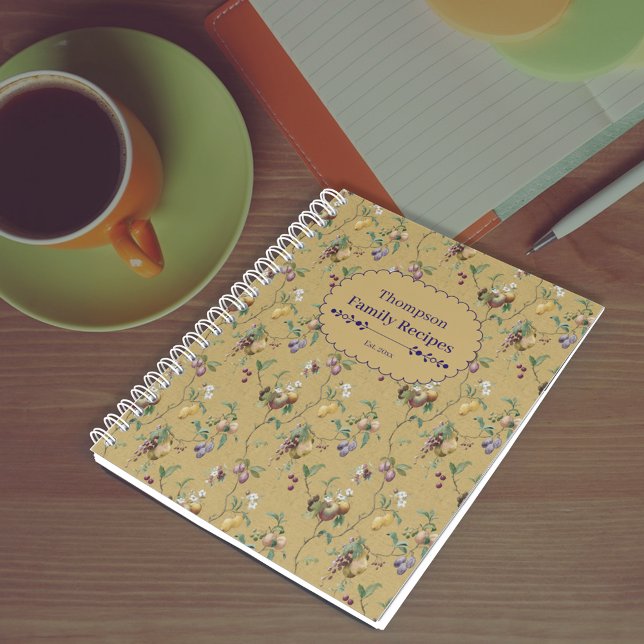 Carnet Vintage Fruit Pattern Recipe (Créateur téléchargé)