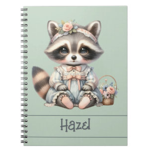 Carnet Vintage habillé Cottagecore Raccoon Pastel