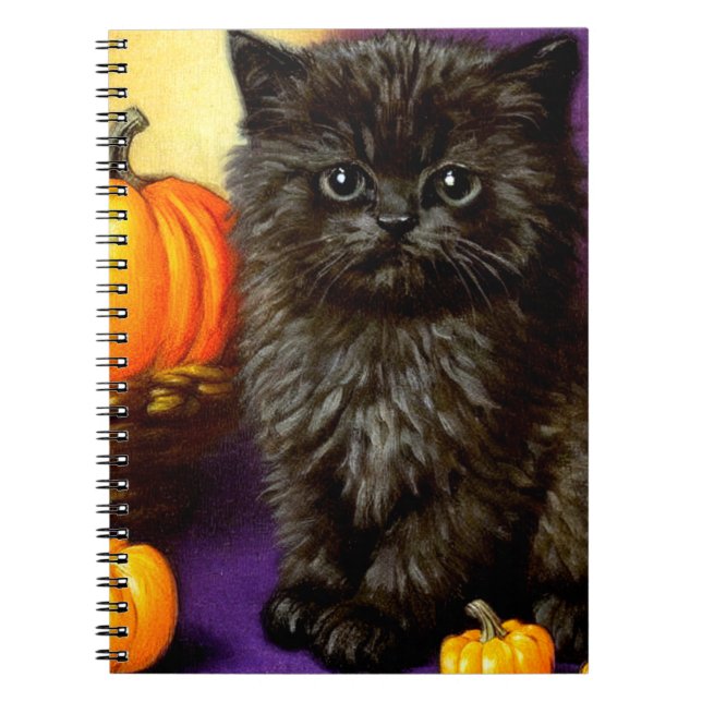 Carnet Vintage Halloween Kitten (Devant)