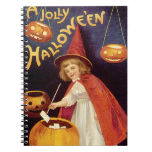 Carnet Vintage Jolly Halloween Witch par Ellen Clapsaddle