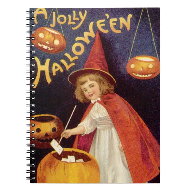 Carnet Vintage Jolly Halloween Witch par Ellen Clapsaddle (Devant)