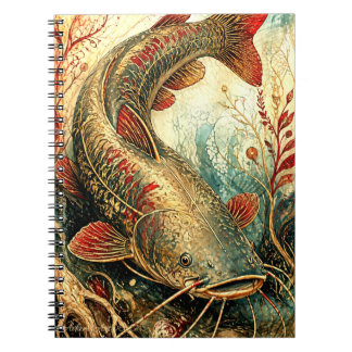 Carnet Vintage Koi Catfish Fusion Art Ornate Aquatic