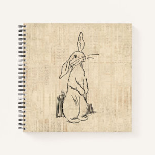 Carnet Vintage lapin lapin lapin Art Script Arrière - pla