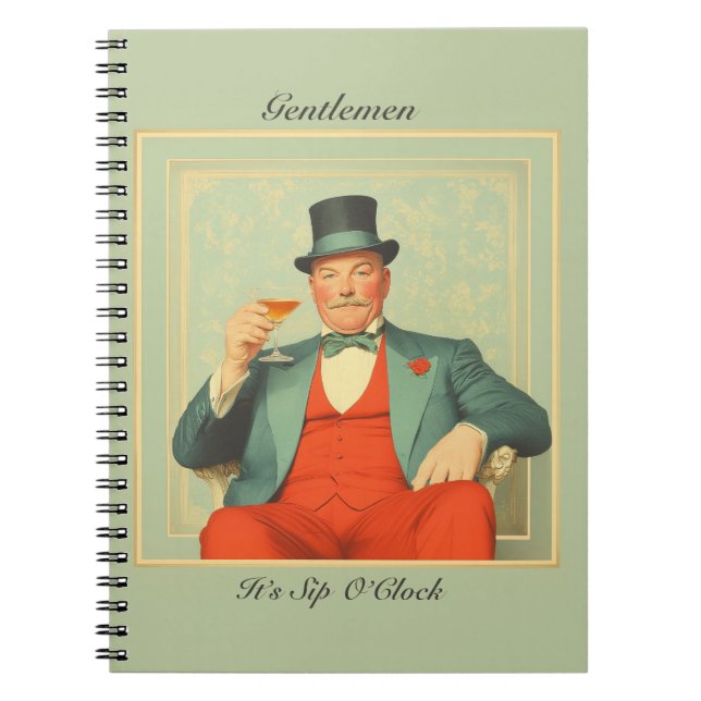 Carnet Vintage Martini Dandy - Messieurs C'est Sip O'Cloc (Devant)