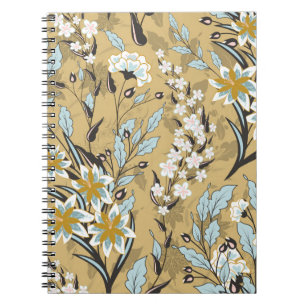 Carnet Vintage motif floral transparent sur fond noir