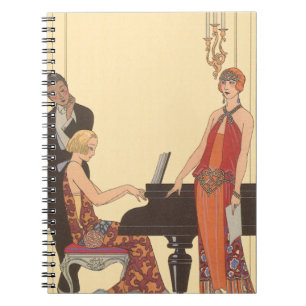 Carnet Vintage Music, Art Deco Pianist Musician Singer