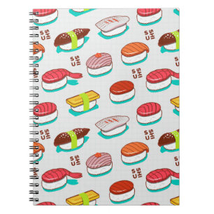 Carnet Vintage nigiri sushi, motif doodé