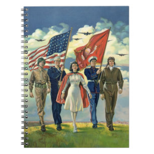 Carnet Vintage Patriotique, Fiers Héros du personnel mili