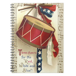 Carnet Vintage Patriotique, Tambours avec notes musicales