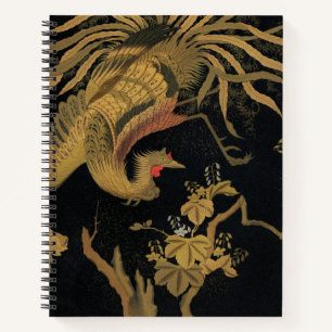 Carnet Vintage Phoenix Gold Black Bird japonais