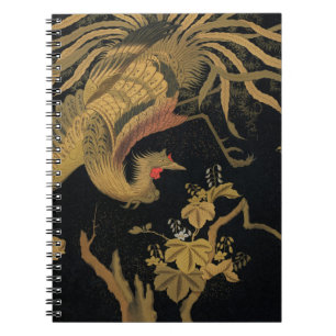 Carnet Vintage Phoenix Gold Black Bird japonais