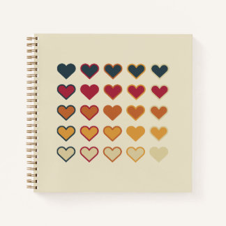 Carnet Vintage Retro Heart Pattern