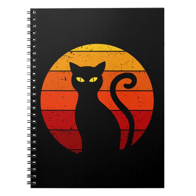 Carnet Vintage Retro Sunset Halloween Chat Noir I (Devant)