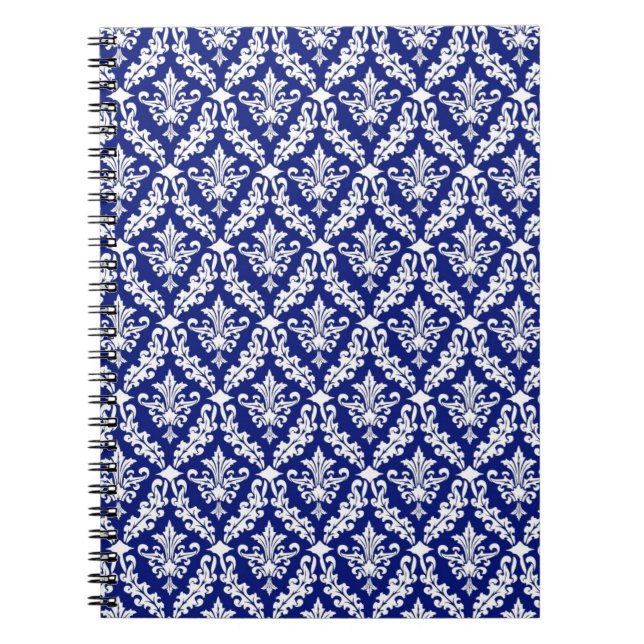 Carnet vintage Royal Blue Damask (Devant)