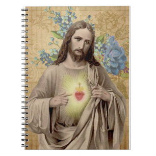 Carnet Vintage Sacré Coeur de Jésus Floral Religieux