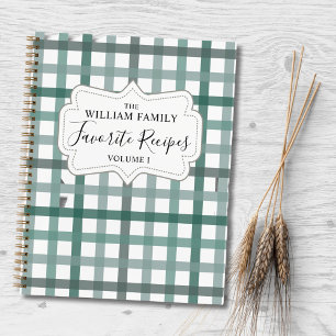 Carnet Vintage Sage Green En vichy Plaid Recette Cookbook